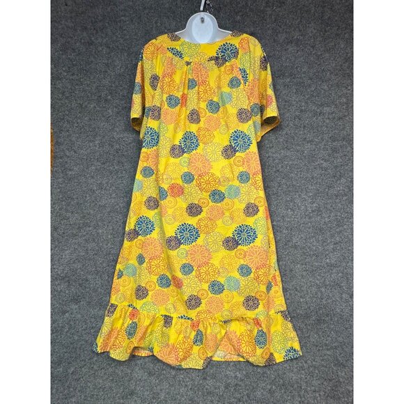 Anthony Richards Womens Nightgown Large Yellow  Floral  Cotton/Polyester Blend - Picture 15 of 15